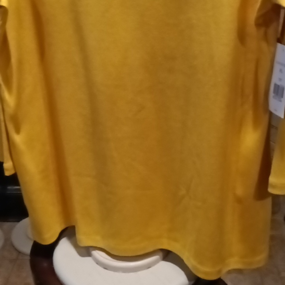 NWT KIM ROGERS gold crew neck 3/4 blouse Size XL - Picture 6 of 8